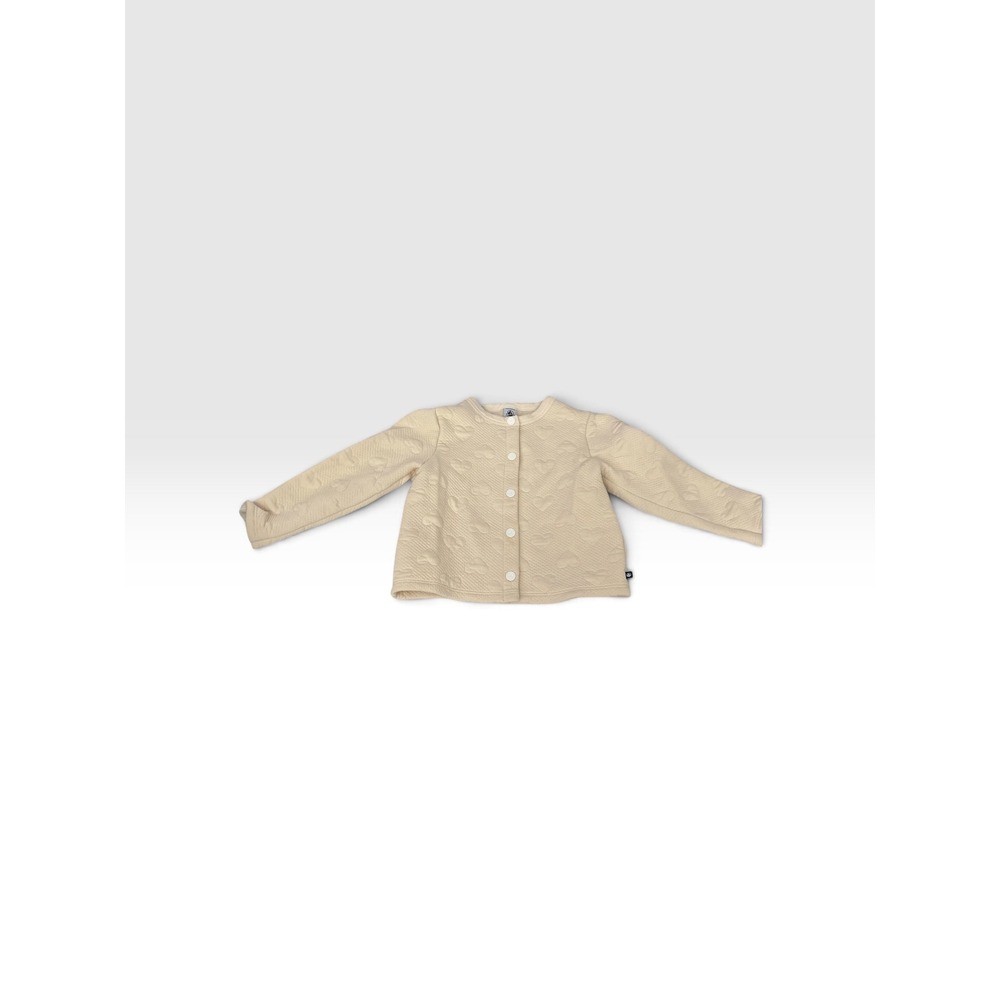 Petit Bateau Kids Cream Quilted Embossed Heart Cardigan Sweater Size 5ans 110cm